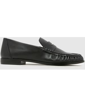 schuh Lewis Leather Ruched Loafer Flats - Black