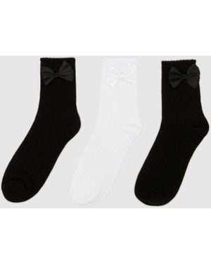 schuh Bow Crew Sock 3Pk - Black
