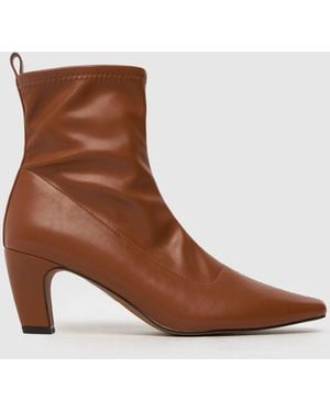 Schuh Aries Heeled Stretch Sock Boots In - Brown