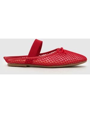 schuh Linnet Backless Mesh Ballerina Flats - Red