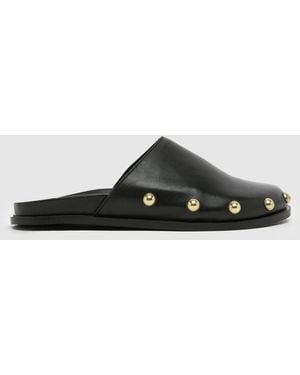 schuh Teale Leather Stud Sandals - Black