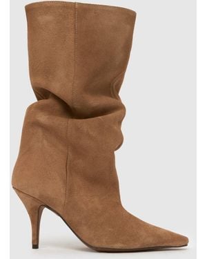 schuh Dakira Suede Slouch Calf Boots - Brown