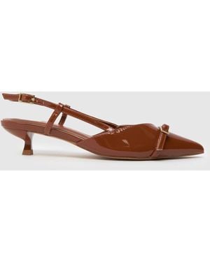 schuh Sybill Buckle Kitten Low Heels - Brown