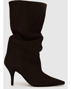 schuh Dakira Suede Slouch Calf Boots - Black