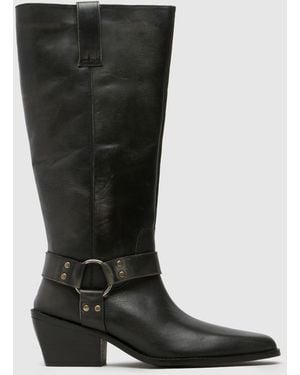schuh Dilara Leather Western Boots - Black