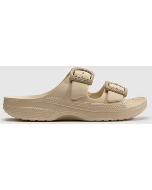 Crocs™ Saturday Enamel Buckle Sandals - Natural