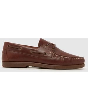 schuh Patient Leather Boat Shoes - Brown