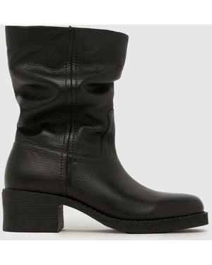 schuh Dakota Slouch Leather Boots - Black