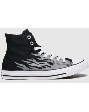 Converse Black & Grey Reflective Flame Hi Trainers