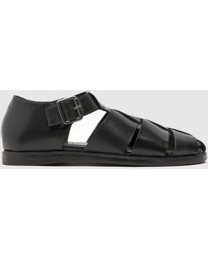 schuh Sirius Leather Fisherman Sandals - Black