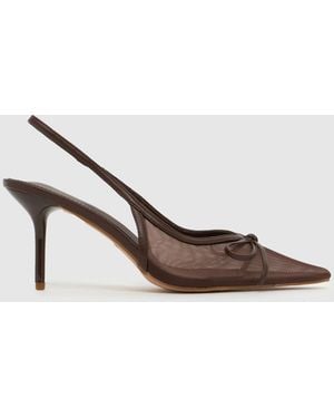 SIMMI Susanna Mesh Sling Back High Heels - Brown