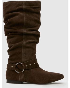 schuh Dallis Suede Stud Pixie Boots - Brown