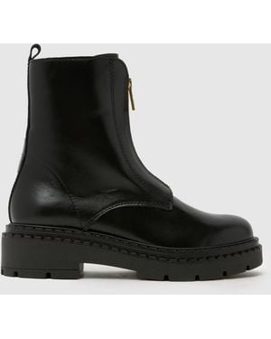 schuh Amber Leather Zip Boots - Black