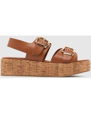 schuh Valora Cork Flatform Sandals - Brown
