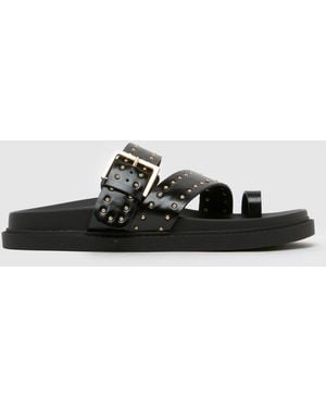 schuh Tarha Studded Footbed Sandals - Black