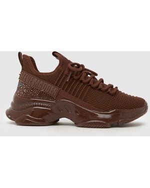 Steve Madden Maxilla Bling Trainers - Brown