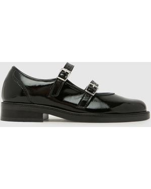 schuh Loveday Leather Mary Jane Flats - Black