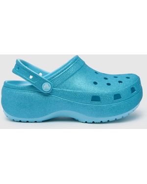 Crocs™ Classic Platform Glitter Clog Sandals - Blue