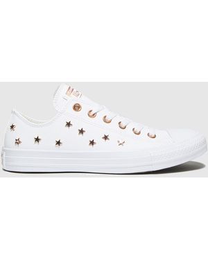 Converse White & Gold Star Stud Ox Trainers