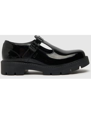 Kickers Kori T Bar Patent Mono Flat Shoes - Black