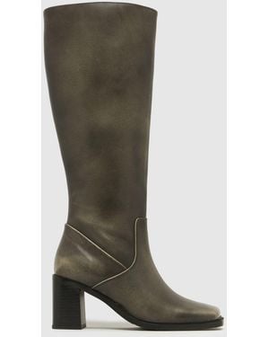 schuh Delight Leather Knee Boots - Green