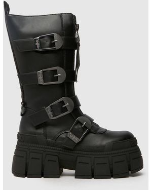 Buffalo Gospher Biker Hi Zip Boots In - Black