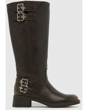 schuh Disk Buckle Biker Boots - Black