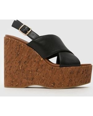 schuh Valentina Cork Wedge Sandals - Brown