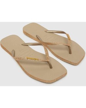Havaianas Square Sparkle Flip Sandals - Natural