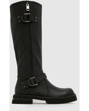 SIMMI Dexter Biker Knee High Boots - Black