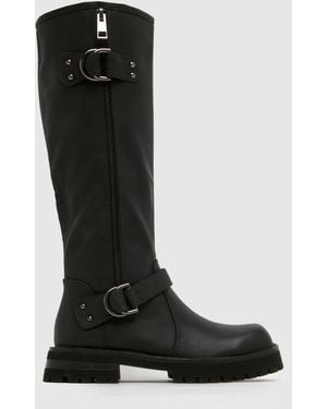SIMMI Dexter Biker Knee High Boots - Black