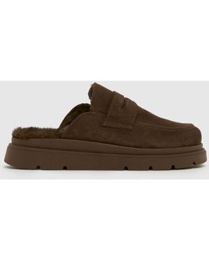 schuh Tamsin Loafer Mule Flats - Brown
