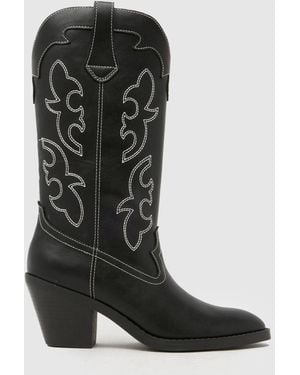 schuh Darlene Western Knee High Boots - Black
