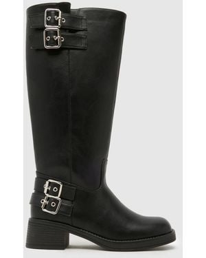 schuh Disk Buckle Biker Boots - Black