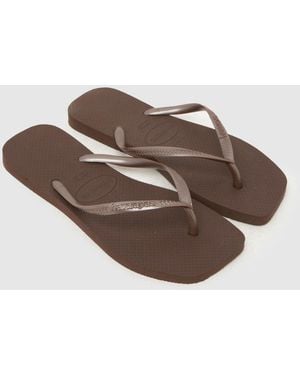 Havaianas Slim Square Flip Sandals - Brown