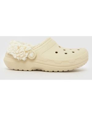 Crocs™ Classic Fleece Lined Clog Sandals - Natural