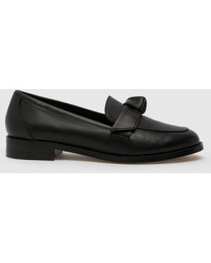 schuh Lula Leather Bow Loafer Flats - Black
