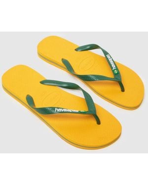 Havaianas Brasil Logo Flip Sandals - Yellow