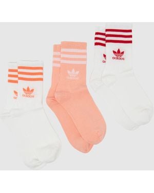 adidas Crew 3 Stripe Socks 3 Pk - Pink