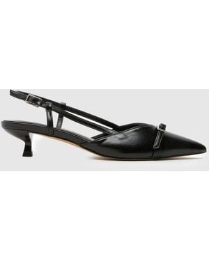 schuh Sybill Buckle Kitten Low Heels - Black
