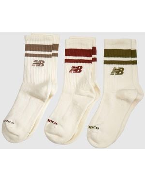 New Balance Stripe Midcalf Socks 3Pk - Natural