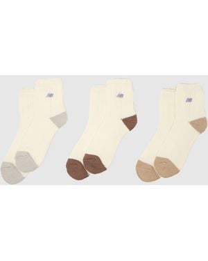 New Balance Chunky Knit Ankle Sck 3 Pk - Natural
