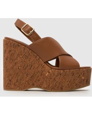 schuh Valentina Cork Wedge Sandals - Brown