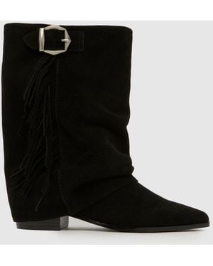 schuh Dizzy Suede Tassel Western Boots - Black