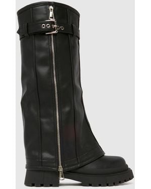 SIMMI Kylian Fold Over Zip Boots - Black