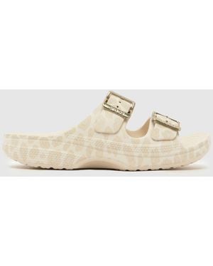 Crocs™ Saturday Metallic Buckle Sandals - Natural
