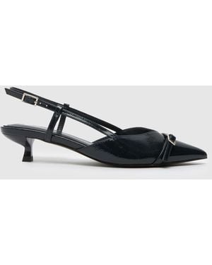 schuh Sybill Buckle Kitten Low Heels - Black