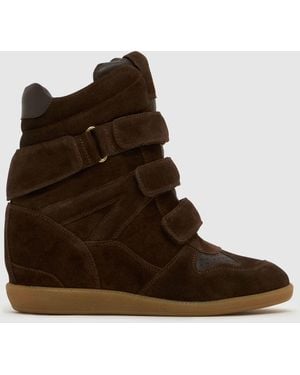 schuh Maxine Suede Wedge Trainers - Brown