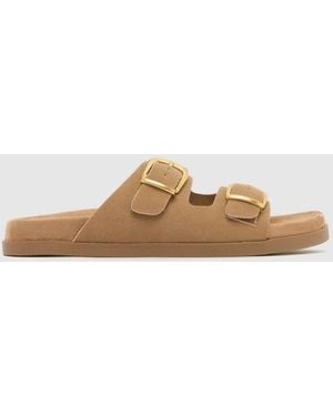 schuh Trish Buckle Footbed Sandals - Brown