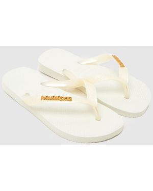 Havaianas Logo Metallic Flip Sandals - White